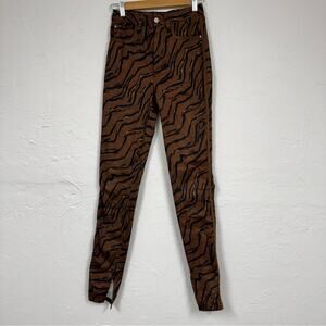 Weworewhat Brown Tiger Stripe Icon Jeans Womens 26 High Rise Skinny Denim Ankle